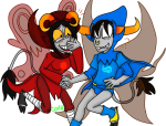  ? aradia_megido blush breath_aspect dream_ghost godtier holding_hands maid page pawfeet reccaneer tavros_nitram team_charge time_aspect troll_tail 