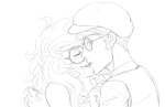  asherdashery dave_strider fanfic_art grayscale hug jade_harley kiss lineart redrom shipping spacetime 