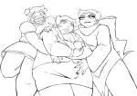 2025 babies body_modification candy_timeline carrying chubstuck crocker_corruption crockercorp_business_suit fullres godtier grayscale homestuck:_beyond_canon jaggy_lines jane_crocker life_aspect lineart low_angle maid multiple_personas obscenicon sweat tavros_crocker tiaratop trickster_mode