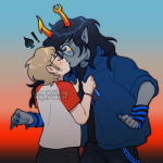  ! 2024 blackrom blush dave_strider fullres kiss onlysushicat red_baseball_tee shipping spade starter_outfit vriska_serket we8comic 