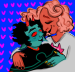  blurred_vision freckles grimlights heart hug no_glasses redrom request roxy_lalonde shipping terezi_pyrope 