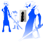  2026 alternate_hair art_dump blackoutbruh bro fashion formal fullres image_manipulation jake_english lineart low_angle monochrome rule63 twin_m9_berettas unbreakable_katana 