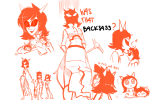  2013 ancestors dancestors dragon_staff fullres grubs heart kiss latula_pyrope monochrome neophyte_redglare no_glasses pyropes silhouette skateboard sketch starter_outfit surnmfang sweat terezi_pyrope text 