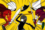  2016 animated artificial_limb back_angle caledfwlch dave_strider dirk_strider eyepatch fedora flash_asset fullres godtier hat heart_aspect jack_noir jaggy_lines juju_breaker knight midair no_hat poinko prince roboslick spades_slick strife time_aspect unbreakable_katana weapon 