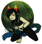   action_claws barefoot casual kneeling nepeta_leijon no_hat playbunny solo 