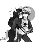 dave_strider dogtail dogtier freckles ghoulbaby grayscale holding_hands jade_harley kiss redrom shipping spacetime 