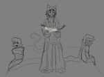  10k_member_celebration_event 2025 animals breath_aspect cat_hat clouds fish fullres godtier grayscale heir image_manipulation john_egbert june_egbert lineart nepeta_leijon ocean roxy_lalonde sketch starter_outfit voicesofthedead 