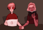  book computer dave_strider dersecest headphones holding_hands incest red_baseball_tee rose_lalonde shipping 
