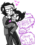  2012 au ckfg fullres grayscale guidestuck heart highlight_color hug humanized incest jaggy_lines jaspers jaspers_lalonde mapledad maplehoof near_kiss redrom shipping text 