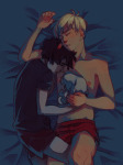  animals dave_strider high_angle karkat_vantas no_glasses nuclearcarrots red_knight_district redrom shipping sleeping undergarments 