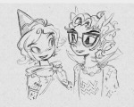  2023 blush eridan_ampora fullres grayscale hat monochrome night_milk pencil redrom roxy_lalonde shipping sketch starter_outfit wwixards 