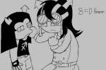  2025 dancestors equius_zahhak fullres grayscale horuss_zahhak kneeling lineart monochrome skyzahhak starter_outfit text zahhaks 