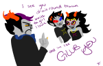 2011 back_angle blush ceelo_green cupcakekyo eridan_ampora eriferi feferi_peixes fullres jaggy_lines lyricstuck queen_bee shipping sollux_captor starter_outfit text the_finger