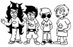 2020 annieisapeaperson beta_kids dave_strider dogtier fullres grayscale jade_harley jaggy_lines john_egbert lineart monochrome rose_lalonde starter_outfit