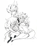 flowers grayscale head_on_lap kanaya_maryam kneeling lineart noahh redrom request rose_lalonde rosemary shipping 