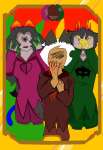  2026 bad_quality blood body_horror body_modification bon_bon_lady dogtail dogtier fullres godtier heart_aspect homestuck:_beyond_canon mage meat_timeline meulin_leijon sollux_captor theme_coloring yiffany_longstocking_lalonde_harley 