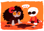  ... 2024 aradia_megido casual dave_strider fullres jaggy_lines kneeling seppucaws starter_outfit word_balloon 