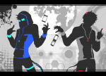  broken_source crossover john_egbert karkat_vantas parody shakax2 silhouette the_finger vocaloid 