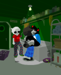  2021 annieisapeaperson aspect_symbol back_angle casual communism dave_strider fashion fullres homestuck:_beyond_canon hug john_egbert karkat_vantas kiss meat_timeline pajamas profile redrom shipping sitting sleepy_kat_tee time_aspect 