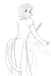 2015 back_angle blush fashion food fullres grayscale knife nepeta_leijon no_hat nsfw_source planetofjunk sketch sweat