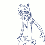 2012 8_ball animated artificial_limb eyepatch fullres lineart monochrome sketch solo starter_outfit vriska_serket worthikids