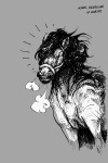  2020 acorn animals detective_pony fanfic_art fullres grayscale horses limbolants-art monochrome sketch solo text 