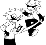2025 dirk_strider fullres grayscale grlgogames jaggy_lines monochrome solo starter_outfit thumbs_up unbreakable_katana