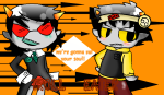  2011 blush cosplay crossover fashion fullres jaggy_lines karkat_vantas rinny soul_eater terezi_pyrope text zodiac_symbol 