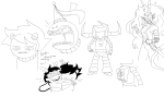 2022 ancestors art_dump dancestors deleted_source fullres grayscale harlequin_uniform hb hegemonic_brute her_imperious_condescension hug imperial_trident jaggy_lines kankri_vantas lineart meenah_peixes monochrome peixeses red_herring robot shipping skaianet sketch starter_outfit tavros_nitram text toreodere