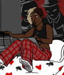  2015 alternate_hair bed body_modification casual clubs dave_strider dd diamond diamonds_droog doggirlsondrugs fullres hb heart hearts_boxcars illustrating midnight_crew sitting solo spade transtuck 