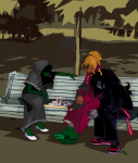  2024 alternate_calliope alternate_hair chess dirk_strider eyepatch fullres godtier haven heart_aspect homestuck:_beyond_canon john_egbert muse prince sitting smoking space_aspect vriska_serket 