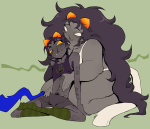  2025 ancest body_hair chubstuck cleft_lip dancestors dream_ghost fullres jaggy_lines kneeling leijons meulin_leijon nepeta_leijon no_hat obscenicon olive_tea reverse_hug scars shipping size_difference transtuck undergarments 