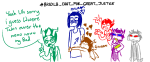  2011 age_discrepancy au be_the_sea_dweller_lowblood bloodswap blush calamityjane casual equius_zahhak eridan_ampora fashion fullres heart highlight_color hug jaggy_lines kanaya_maryam lineart mind_honey neigh8ors red_dead_virgo redrom shipping size_difference sollux_captor starter_outfit text theme_coloring vriska_serket word_balloon 