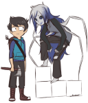  2013 axe barefoot blimpgato casual crossover deleted_source fullres john_egbert minecraft no_glasses spiders vriska_serket weapon 