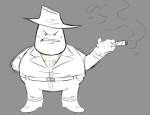  2023 chulipexe fullres grayscale highlight_color mobster_kingpin monochrome problem_sleuth_(adventure) sketch smoking solo 