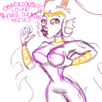  2017 ancestors body_modification fullres her_imperious_condescension limited_palette lineart no_glasses solo stars starter_outfit steelcorridor text 