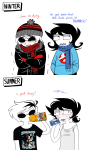  2025 alternate_hair apple_juice beverage blush casual comic dave_strider fashion fullres ghostbusters hammertime hat image_manipulation john_egbert monster4lyfe pepsi redrom rule63 shipping snoop_dogg summer sweat text winter 