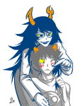  2014 blush fullres jaggy_lines karkat_vantas limited_palette lineart lunaticjin redrom shipping starter_outfit vriska_serket vriskat 