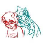 2012 adorabloodthirsty dragon_cape fullres karkat_vantas rainbowchibbit redrom shipping sketch smiling_karkat starter_outfit terezi_pyrope