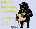  2014 blood cannibalism carrying dancestors dead food fullres halloweenstuck hb heart hearts_boxcars jaggy_lines mituna_captor pumpkin sailorbeefcake scribble_mode starter_outfit text 