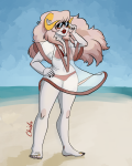  alternate_hair apocalypsepixie aradia_megido blush glasses_added ocean solo swimsuit 