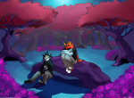  2014 dagmars dragon_cape flowers fullres karkat_vantas sitting smiling_karkat stars starter_outfit terezi_pyrope trees 