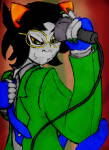 2025 dash-n-draw fullres glasses_added homestuck:_beyond_canon microphone nepeta's_fanontinuum_suit nepeta_leijon no_hat profile solo