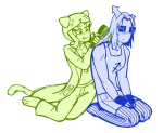  2025 blush cat_hat equius_zahhak fullres kneeling lineart meowrails monster4lyfe nepeta_leijon palerom shipping sitting starter_outfit styling_hair sweat theme_coloring 