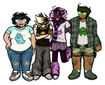  2025 alpha_kids arms_crossed blush body_hair body_modification casual chubstuck dirk_strider facial_hair fashion freckles fullres jake_english jane_crocker monster4lyfe poirot_mustache roxy's_striped_scarf roxy_lalonde rule63 scars skulls starter_outfit strong_tanktop 