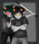  2011 adorabloodthirsty arms_crossed cane casual cupcakekyo fullres karkat_vantas shipping starter_outfit terezi_pyrope 
