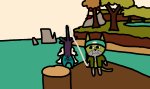 2026 animalstuck anthro blackrom casual catfish crossover eridan_ampora fashion fullres jaggy_lines midair nepeta_leijon no_glasses scoundrellyfeline shipping trees upside_down webfishing