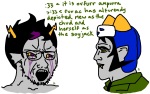 2026 blackrom cat_hat catfish crying emoticon eridan_ampora facial_hair fullres headshot jaggy_lines meme nepeta_leijon profile scoundrellyfeline shipping text wojak 