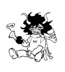  2025 bard fullres gamzee_makara godtier grayscale honk lineart monochrome rage_aspect rubber_horn scars sitting sketch solo text tiniming66 word_balloon 