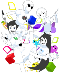  2025 apple_juice beta_kids beverage dave_strider fullres jade_harley john_egbert katana knitting_needles perfectly_generic_object r_ch07 reminders rose_lalonde sitting squiddles stars starter_outfit sylladex wizard_hat yarn 